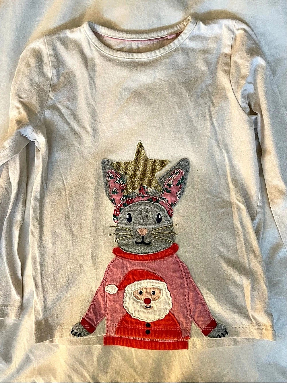 Mini Boden Long Sleeve Appliqué Shirt Girls Size 6-7Y